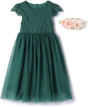 Rysly Girl Lace Long Dress Kids Tulle Tutu Party Princess Dress