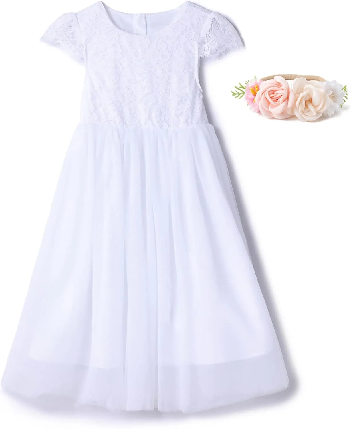Rysly Girl Lace Long Dress Kids Tulle Tutu Party Princess Dress