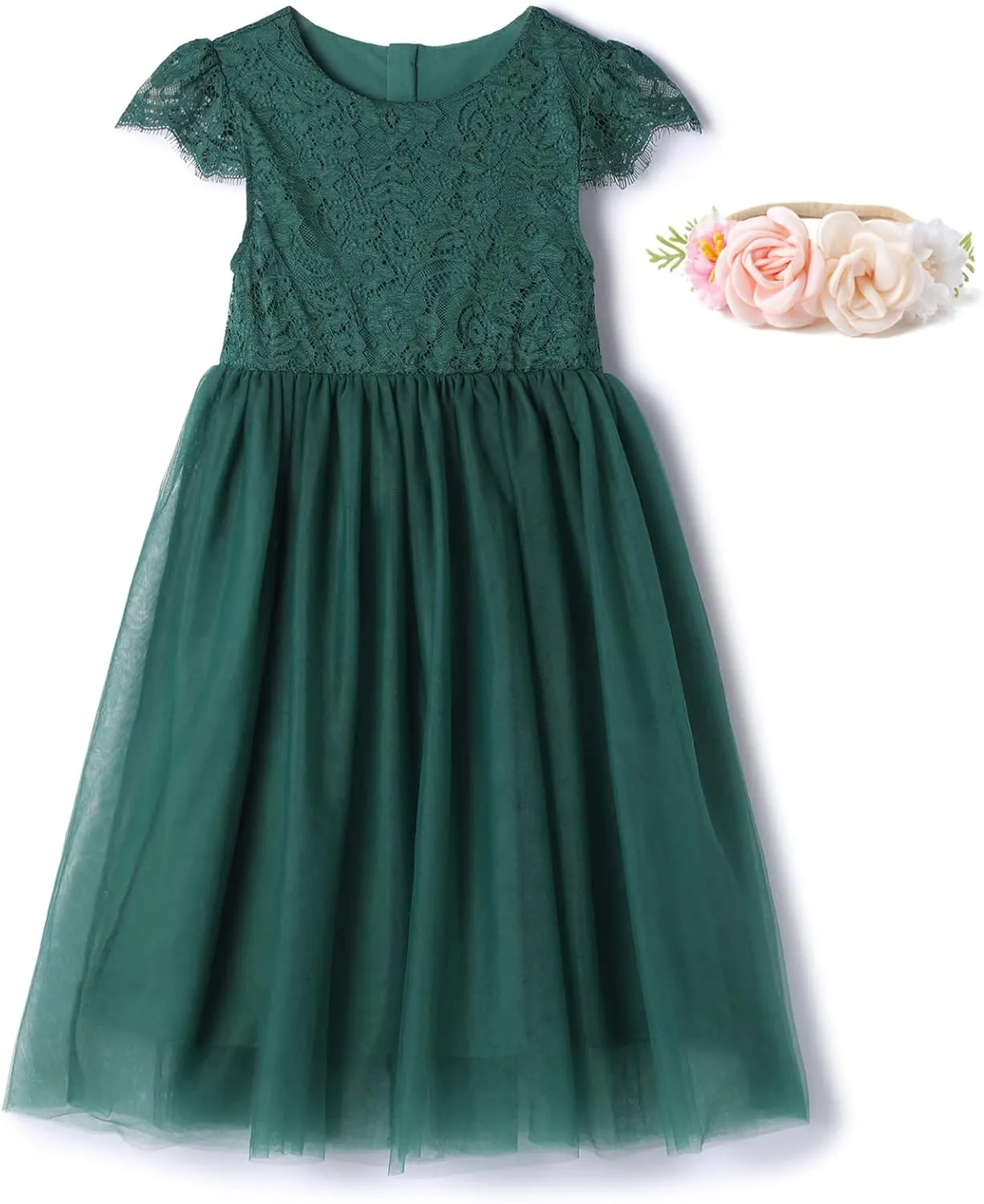 Rysly Girl Lace Long Dress Kids Tulle Tutu Party Princess Dress