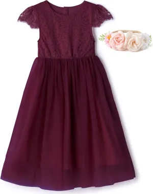 Rysly Girl Lace Long Dress Kids Tulle Tutu Party Princess Dress