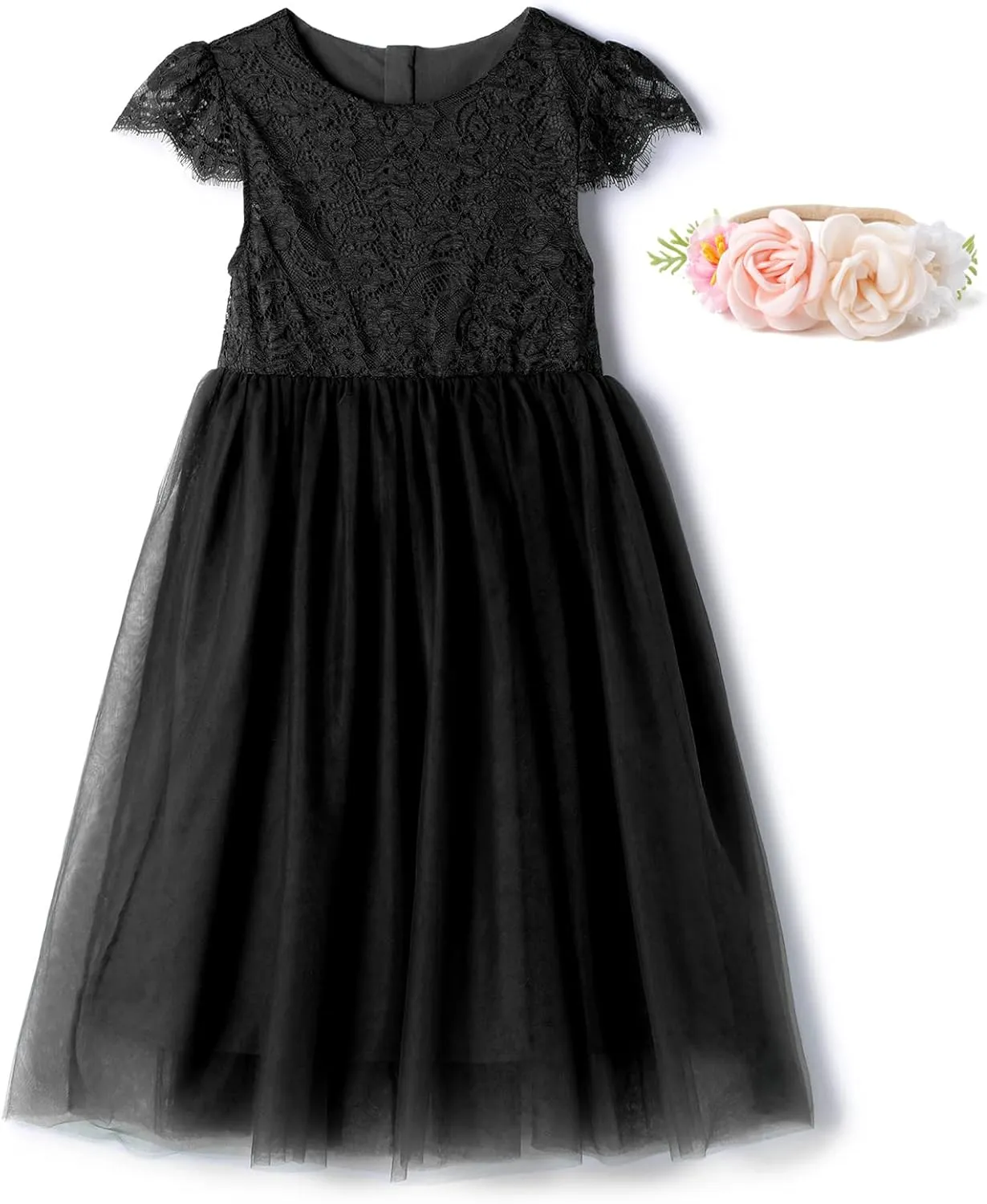 Rysly Girl Lace Long Dress Kids Tulle Tutu Party Princess Dress