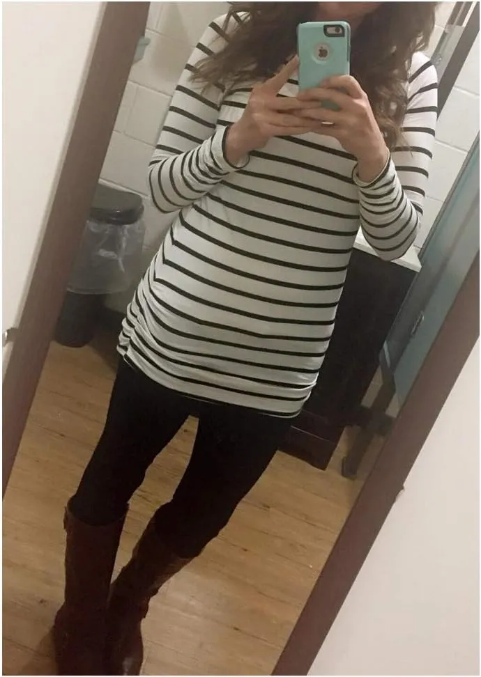 Sherosa Womens Basic Casual Long Sleeve Slim Fit T Shirt Dress Tunic Top