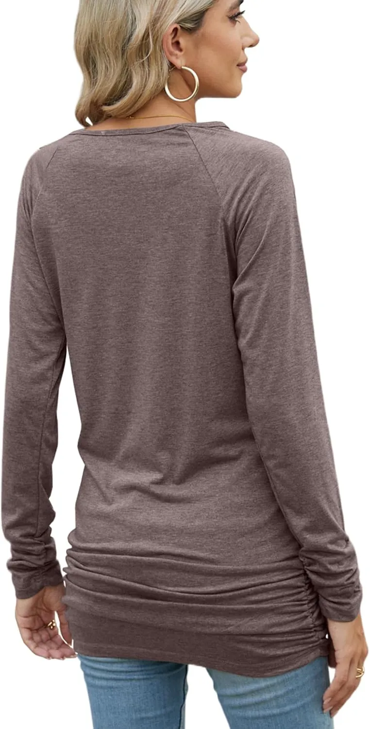 Sherosa Womens Basic Casual Long Sleeve Slim Fit T Shirt Dress Tunic Top