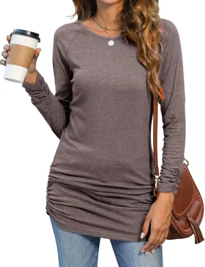 Sherosa Womens Basic Casual Long Sleeve Slim Fit T Shirt Dress Tunic Top