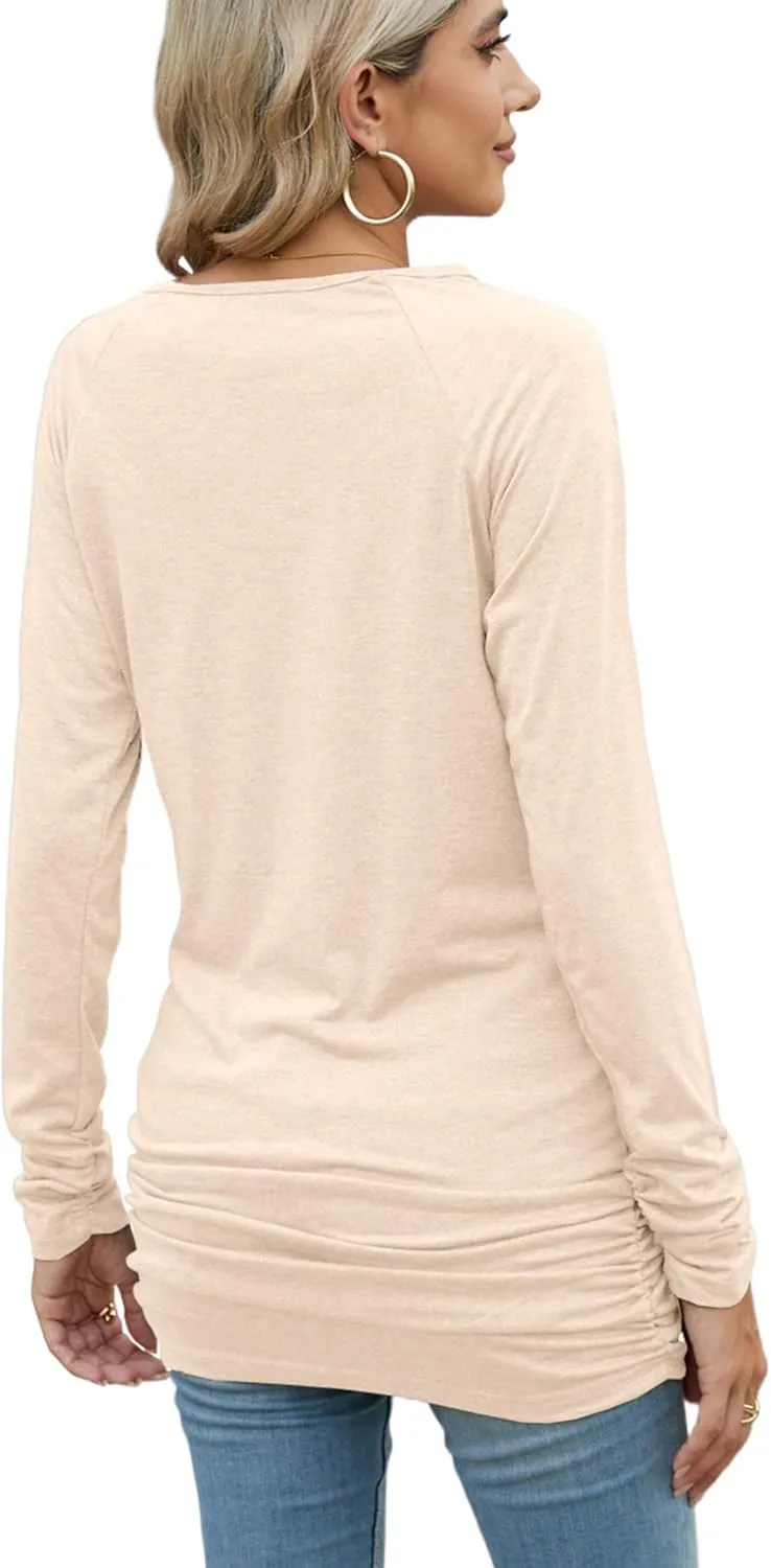 Sherosa Womens Basic Casual Long Sleeve Slim Fit T Shirt Dress Tunic Top
