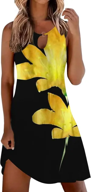 Short Sundresdes for Women Sun Dresses for Women 2025 Vacation Beach Casual Summer Sundresses Sleeveless Tank Short