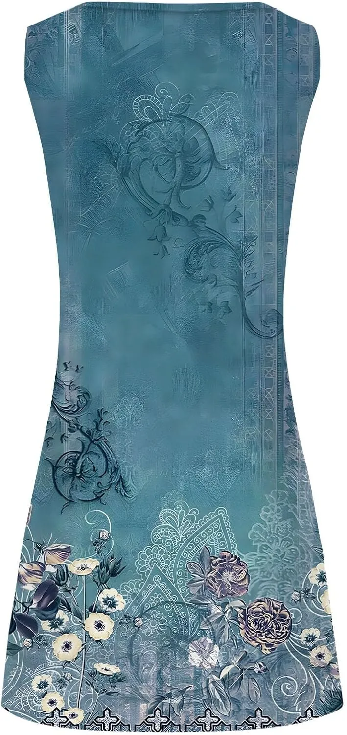 Short Sundresdes for Women Sun Dresses for Women 2025 Vacation Beach Casual Summer Sundresses Sleeveless Tank Short