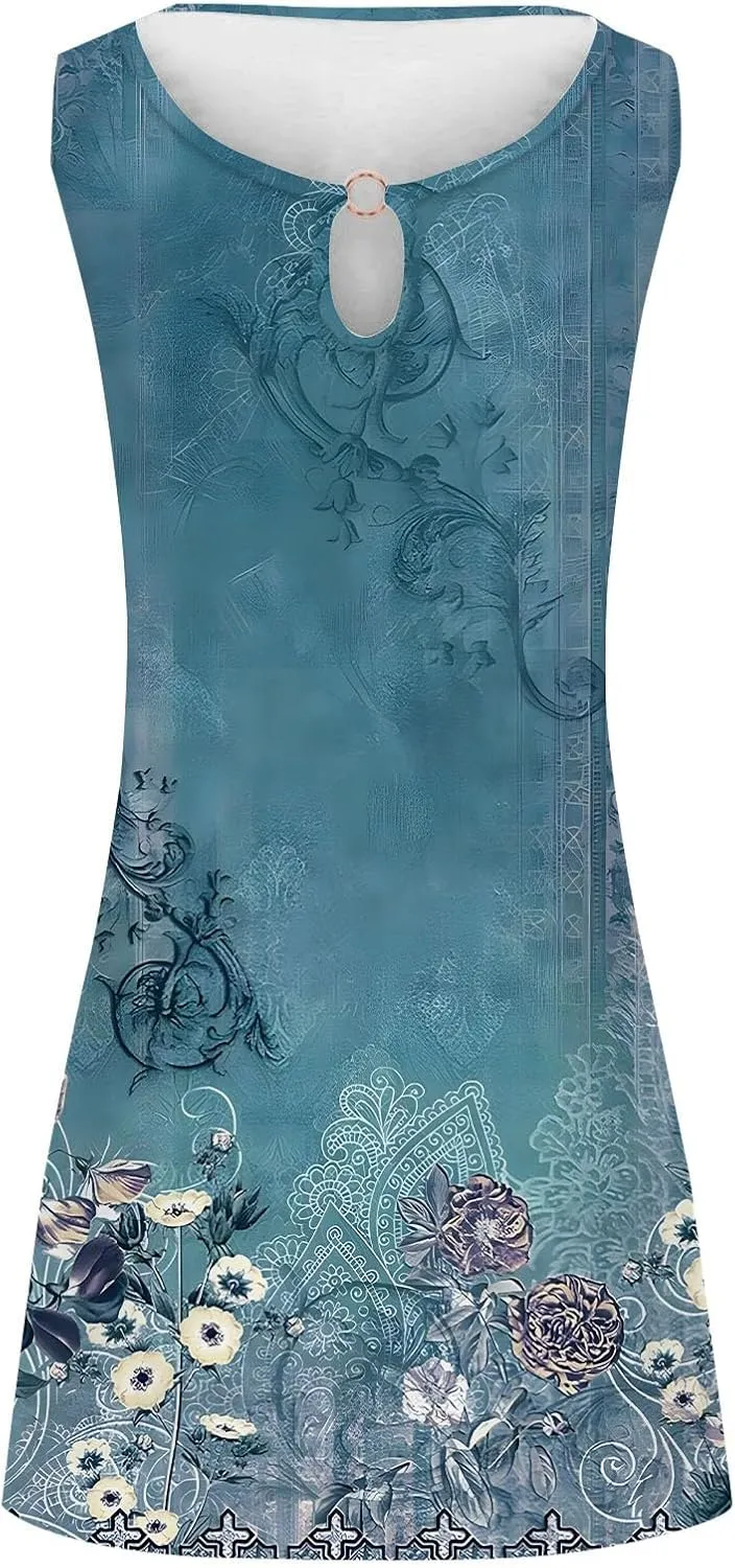 Short Sundresdes for Women Sun Dresses for Women 2025 Vacation Beach Casual Summer Sundresses Sleeveless Tank Short