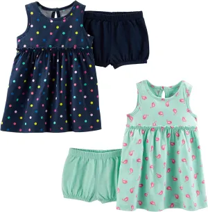 Simple Joys by Carter's Girls' Short-Sleeve and Sleeveless Dress Sets, Pack of 2
