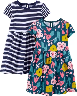 Simple Joys by Carter's Girls' Short-Sleeve and Sleeveless Dress Sets, Pack of 2