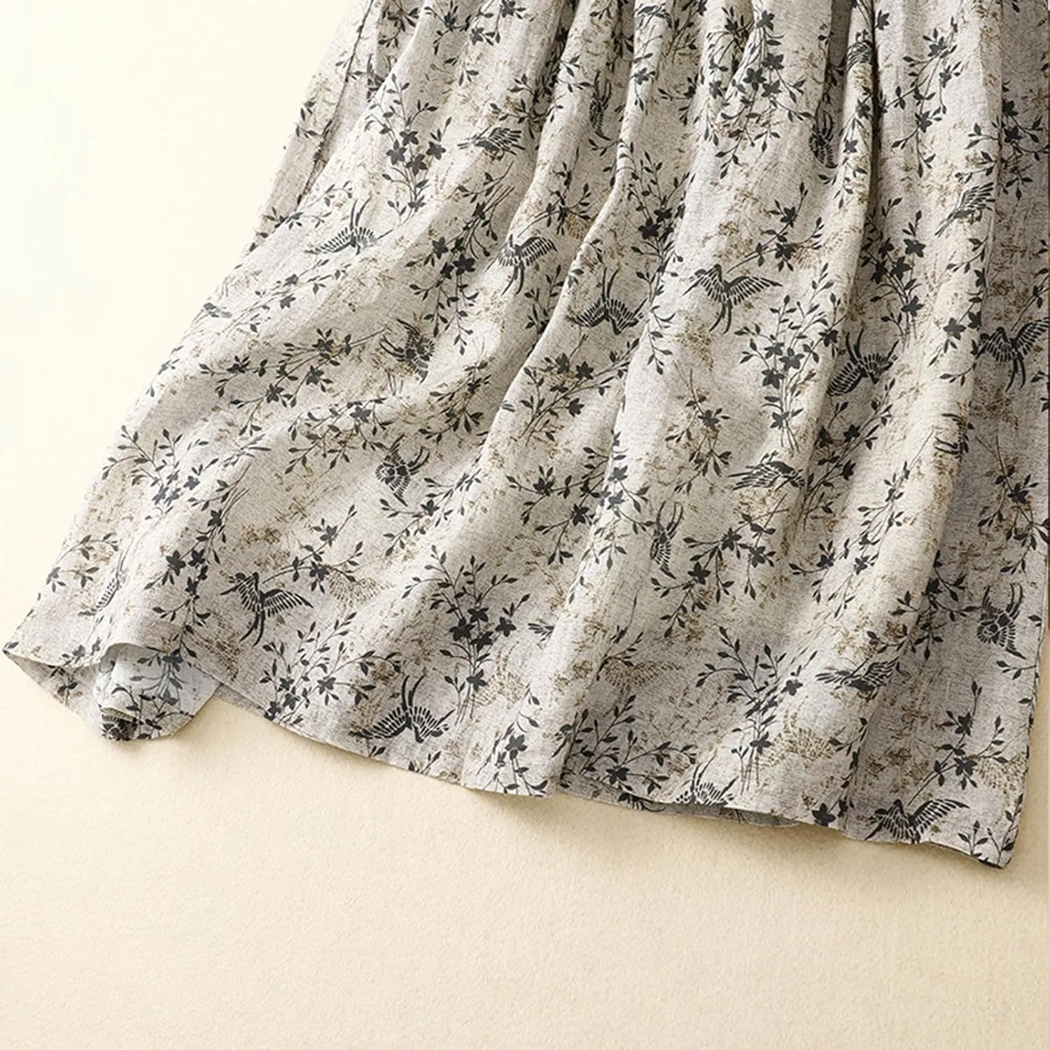Skirt for Women Boho Floral Print Elastic Waist A-Line Flowy Long Skirt Summer Fall Casual Pleated Beach Outfit