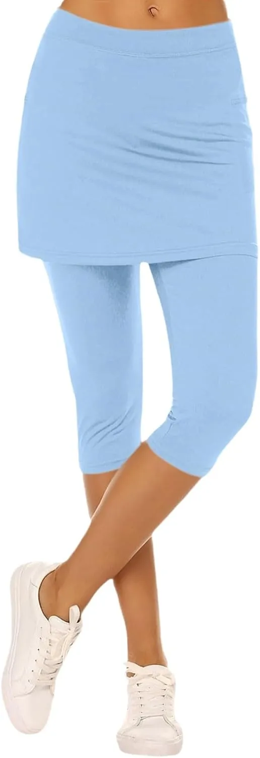 Skirt Leggings for Women 2025 Summer Plus Size Tennis Golf Skort Capris Gym Tennis Yoga Athletic Legging with Skirts