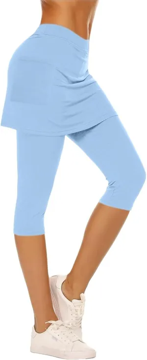 Skirt Leggings for Women 2025 Summer Plus Size Tennis Golf Skort Capris Gym Tennis Yoga Athletic Legging with Skirts