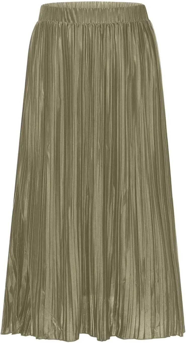 Skirts for Women Summer Boho Elegant Front Split Long Flowy Skirts Comfy Beach Elatic Waist Pleated A-Line Skirt