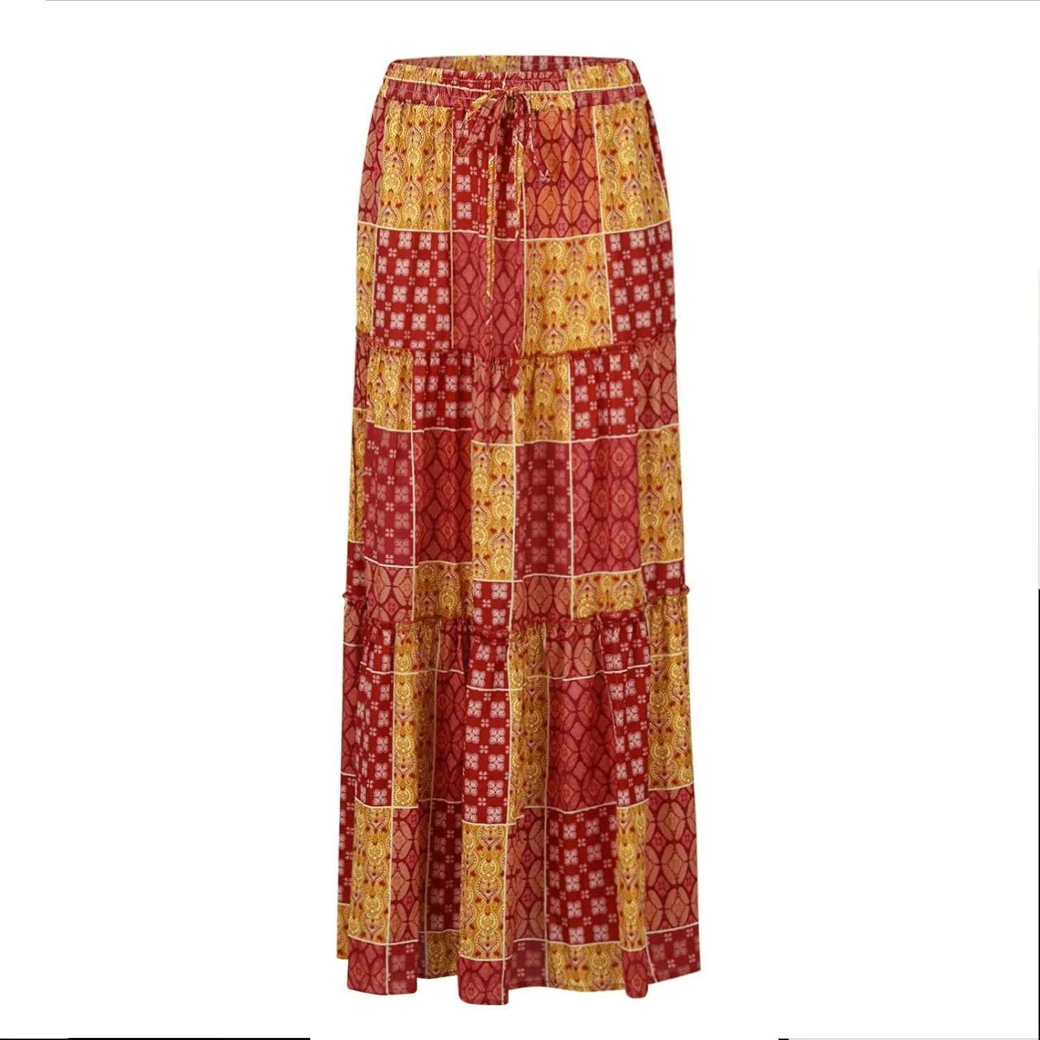 Skirts for Women,Elastic High Waisted Flowy Long Skirts 2025 Trendy Linen Womens Boho Maxi Skirt with Pockets