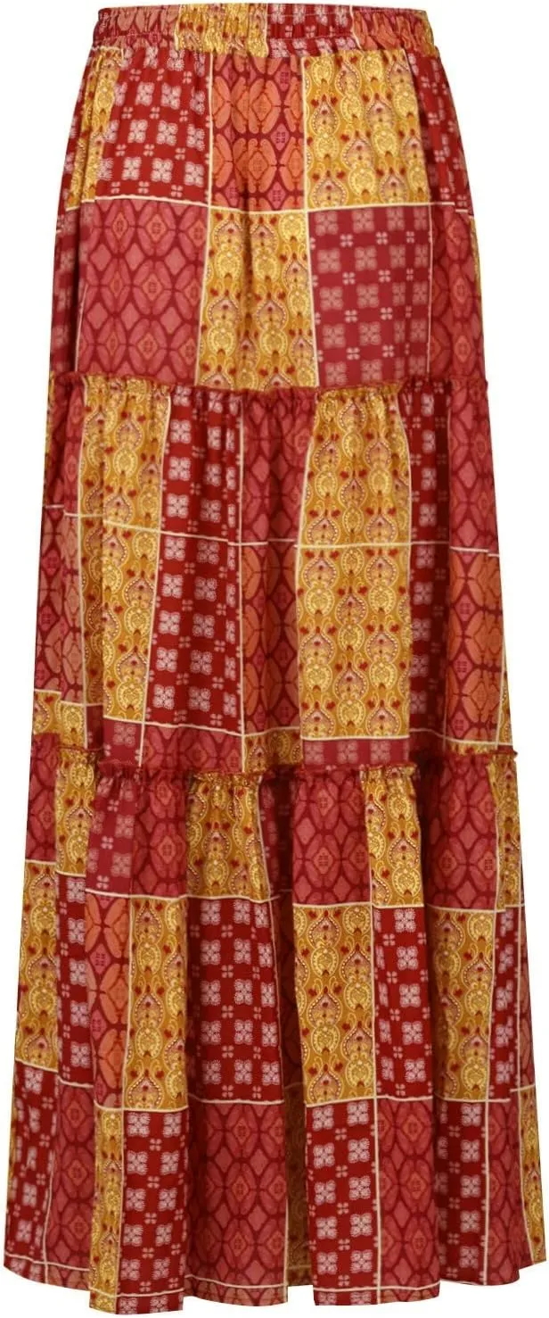 Skirts for Women,Womens Boho Maxi Skirt with Pockets Linen Flowy Long Skirts 2025 Elastic High Waisted Trendy