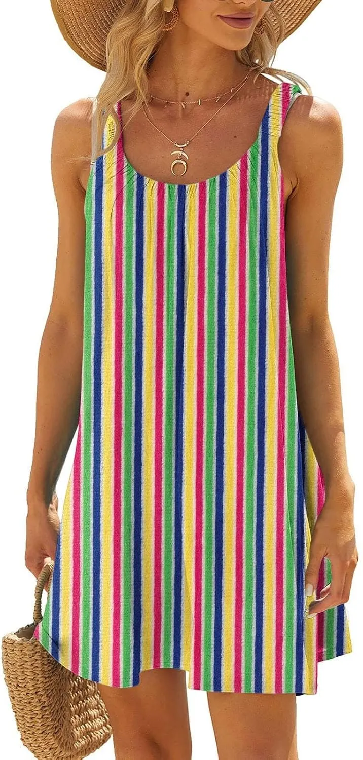 Sleeveless Womens Summer Dresses Aline Mini Dress Swing Dress Solid Color Vacation Beach Dress Casual Dress