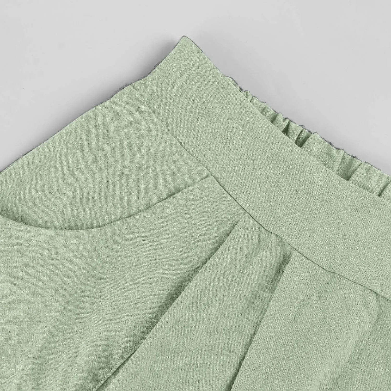 Spring Skirts for Women Summer High Elastic Waist Pleated Midi Skirt Linen Button Front A Line Skirts with Pockets