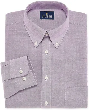 Stafford Travel Wrinkle-Free Stretch Oxford Long-Sleeve Dress Shirt Big (Lavender, 19/34-35)