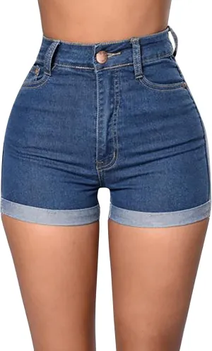 Summer Shorts for Women High Waisted Mid Rise Women's Jean Shorts Frayed Ripped Raw Hem Stretchy Shorts for Women