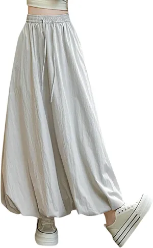 Summer Skirts for Women Summer A Line Flowy Ruffle Lantern Skirt Drawtring Waist Elastic Bubble Maxi Long Skirt 2025