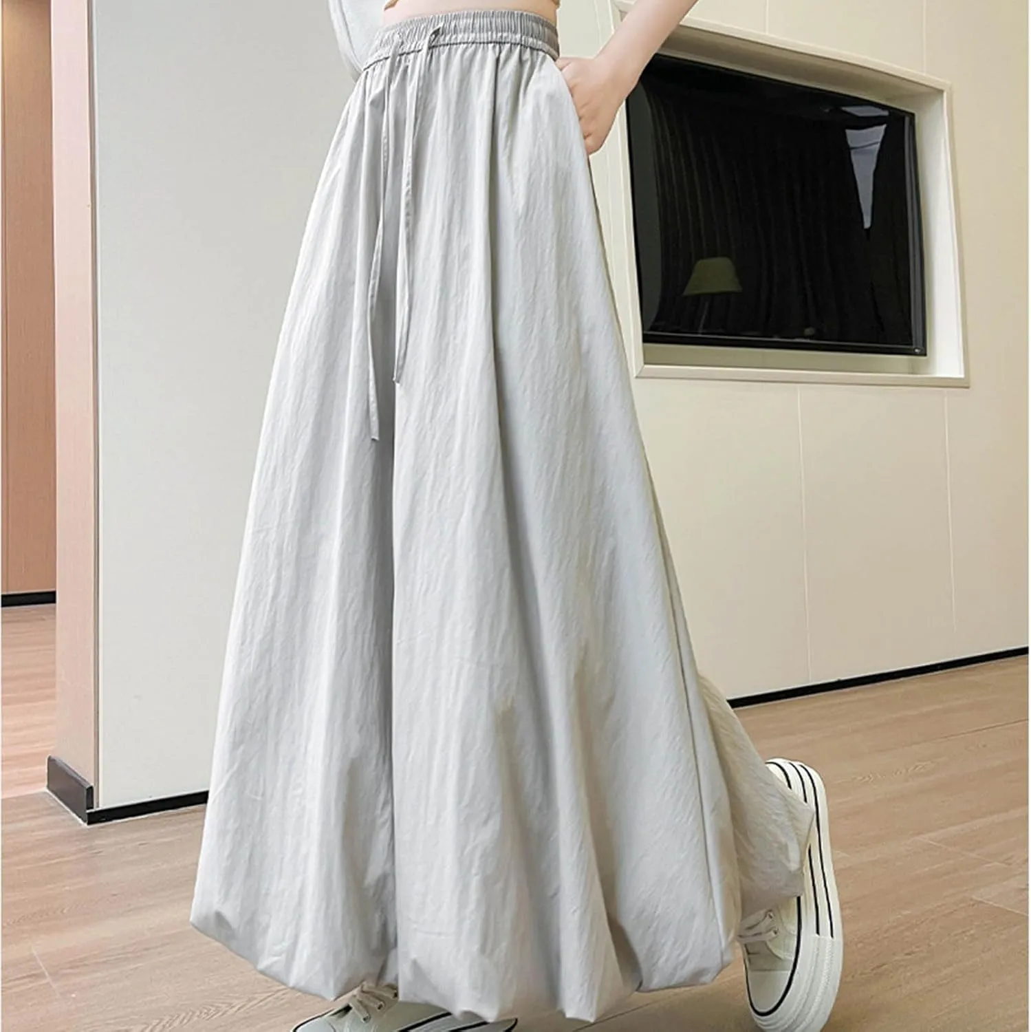 Summer Skirts for Women Summer A Line Flowy Ruffle Lantern Skirt Drawtring Waist Elastic Bubble Maxi Long Skirt 2025