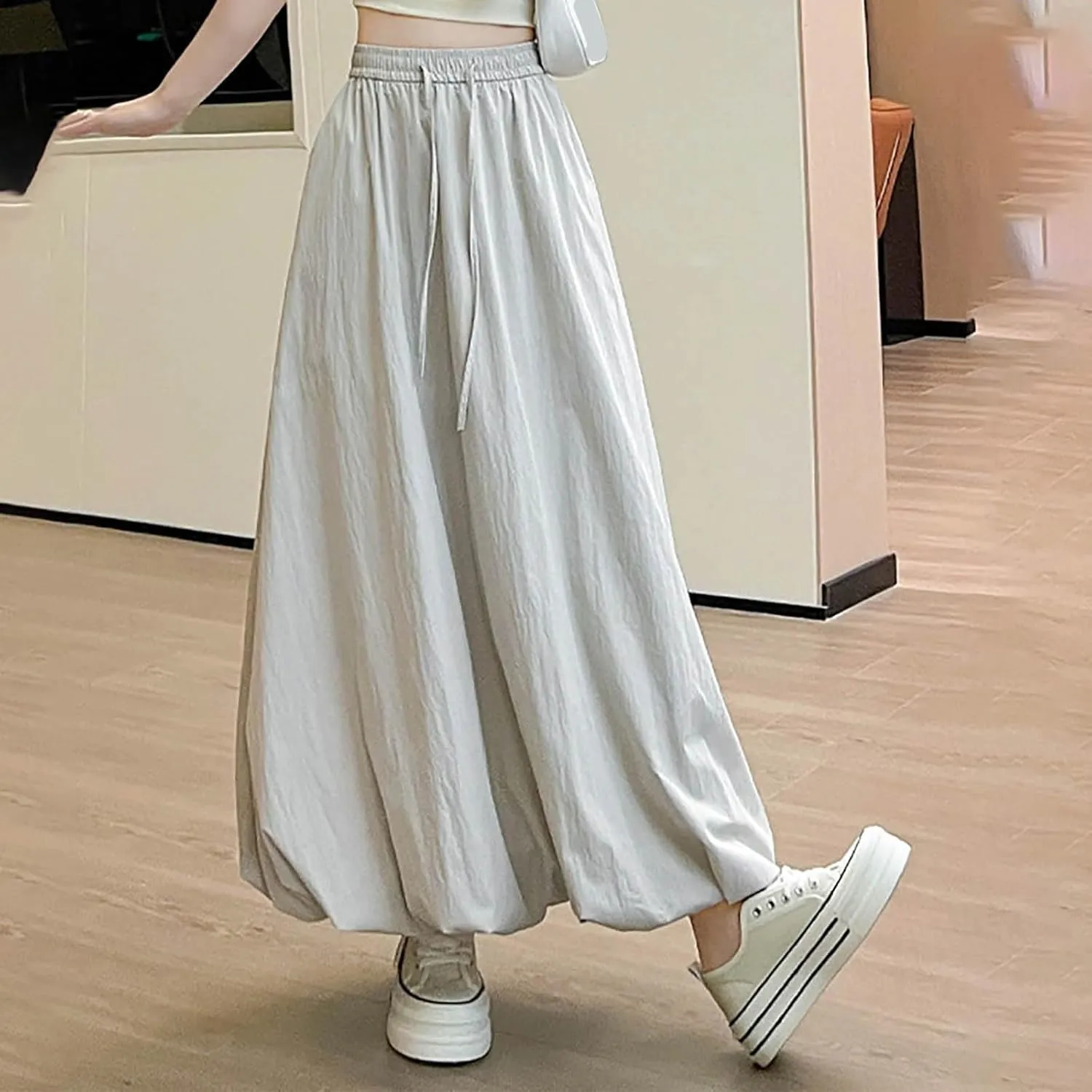 Summer Skirts for Women Summer A Line Flowy Ruffle Lantern Skirt Drawtring Waist Elastic Bubble Maxi Long Skirt 2025