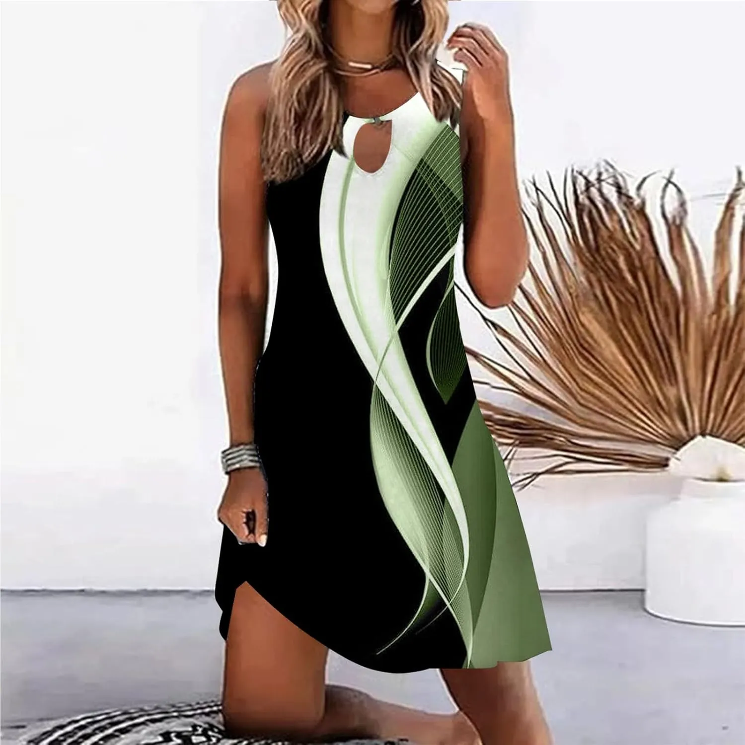 Sundresdes for Women Over 50 Sun Dresses for Women 2025 Vacation Beach Casual Summer Sundresses Sleeveless Tank