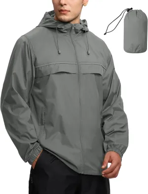 SWISSWELL Mens Waterproof Windbreaker Rain Jacket Lightweight Packable Raincoat with Hood for Golf Hiking Travel