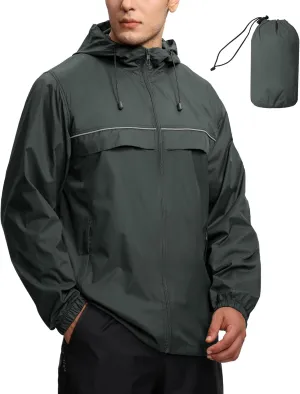 SWISSWELL Mens Waterproof Windbreaker Rain Jacket Lightweight Packable Raincoat with Hood for Golf Hiking Travel