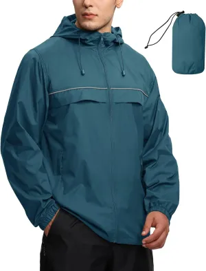 SWISSWELL Mens Waterproof Windbreaker Rain Jacket Lightweight Packable Raincoat with Hood for Golf Hiking Travel