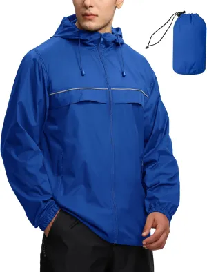 SWISSWELL Mens Waterproof Windbreaker Rain Jacket Lightweight Packable Raincoat with Hood for Golf Hiking Travel