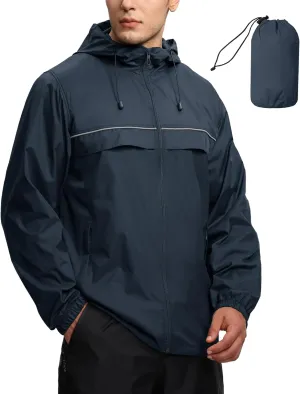 SWISSWELL Mens Waterproof Windbreaker Rain Jacket Lightweight Packable Raincoat with Hood for Golf Hiking Travel