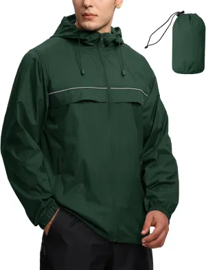 SWISSWELL Mens Waterproof Windbreaker Rain Jacket Lightweight Packable Raincoat with Hood for Golf Hiking Travel