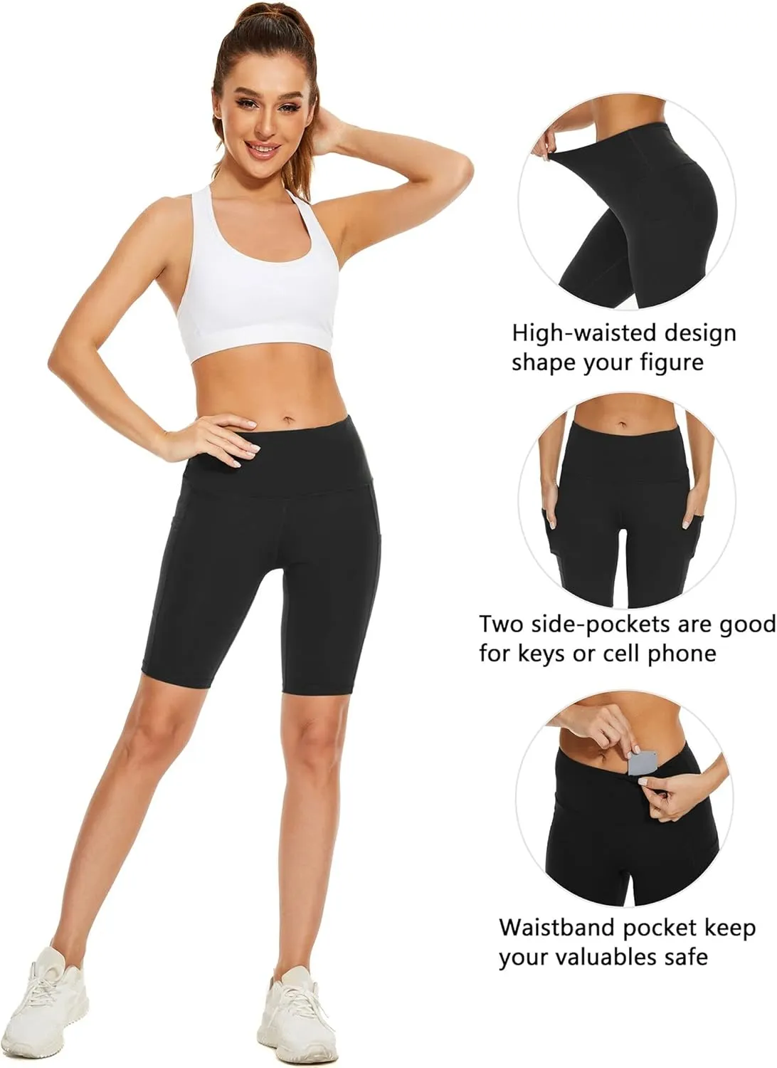 Taydey Women's High Waist Yoga Running Workout Athletic Cycling Hiking Sports Shorts