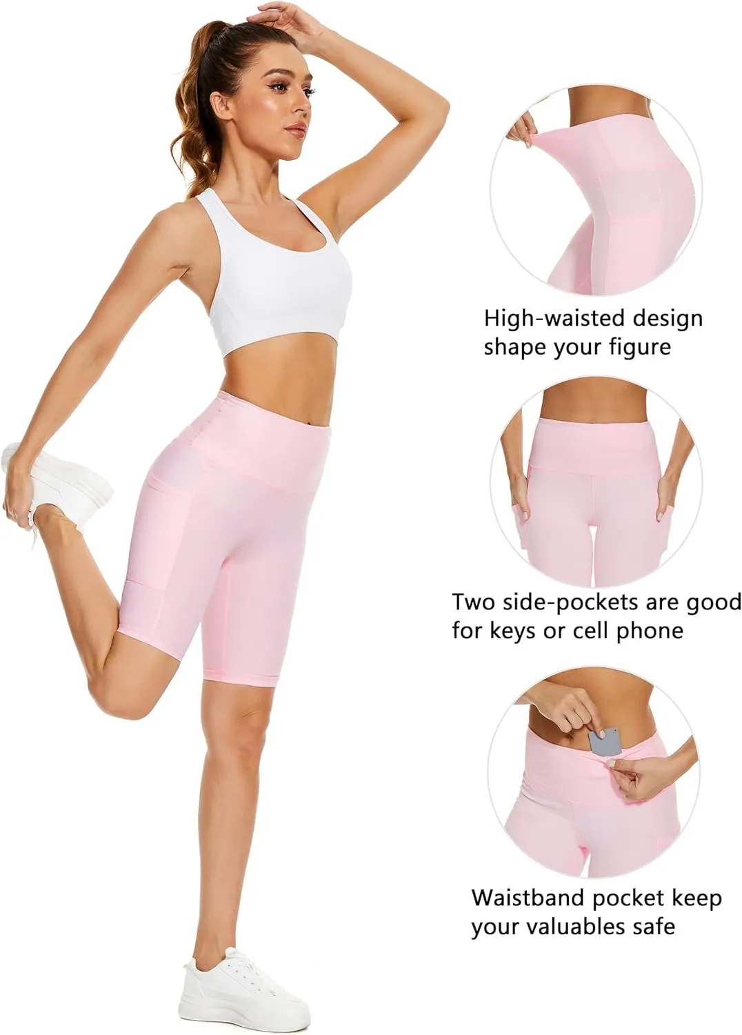 Taydey Women's High Waist Yoga Running Workout Athletic Cycling Hiking Sports Shorts