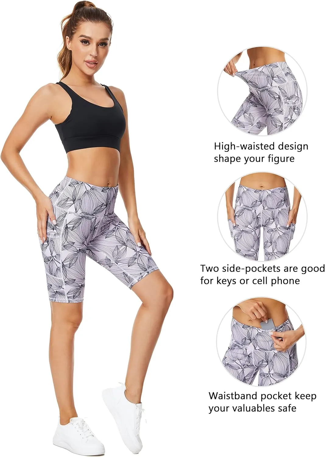 Taydey Women's High Waist Yoga Running Workout Athletic Cycling Hiking Sports Shorts