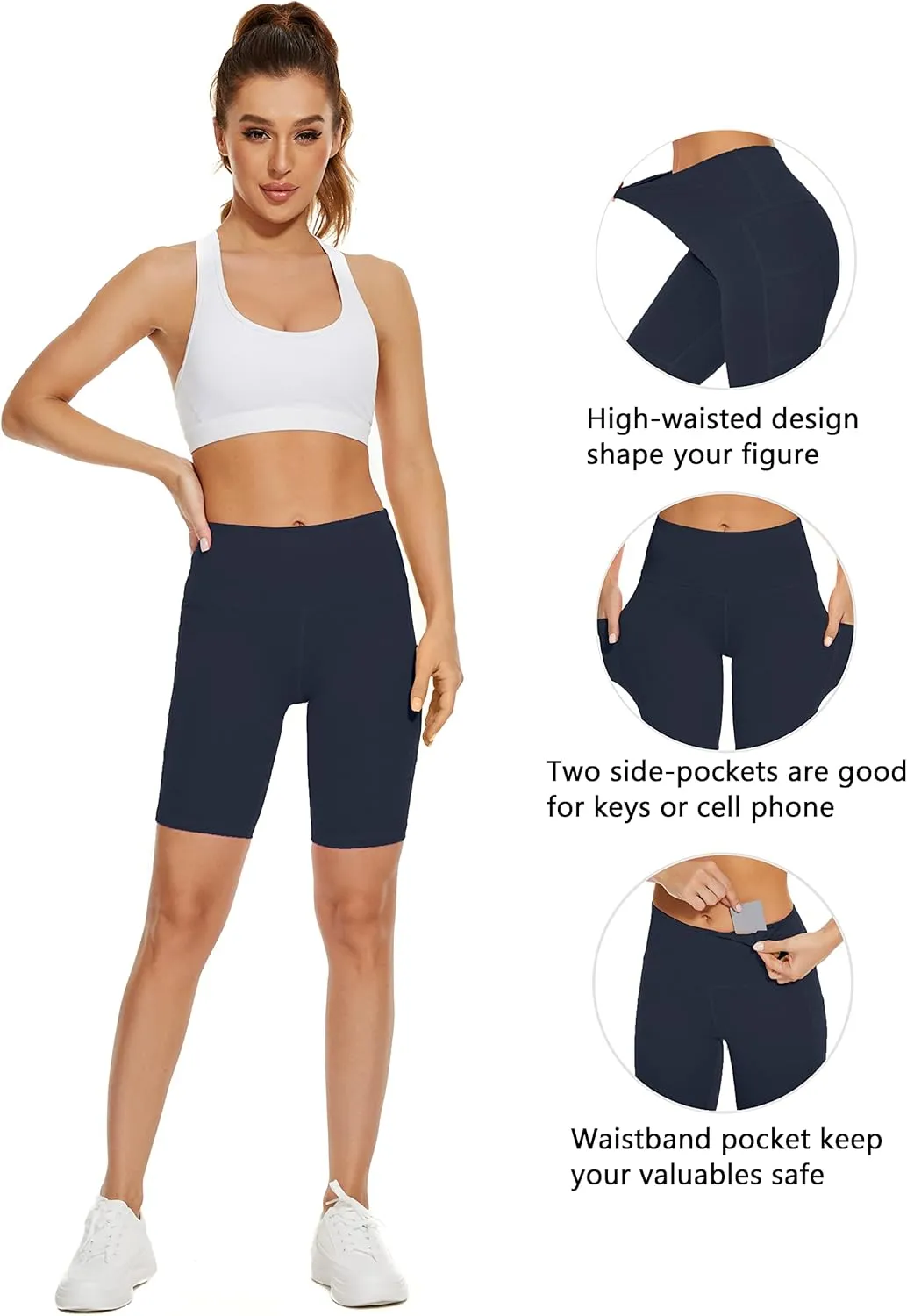 Taydey Women's High Waist Yoga Running Workout Athletic Cycling Hiking Sports Shorts