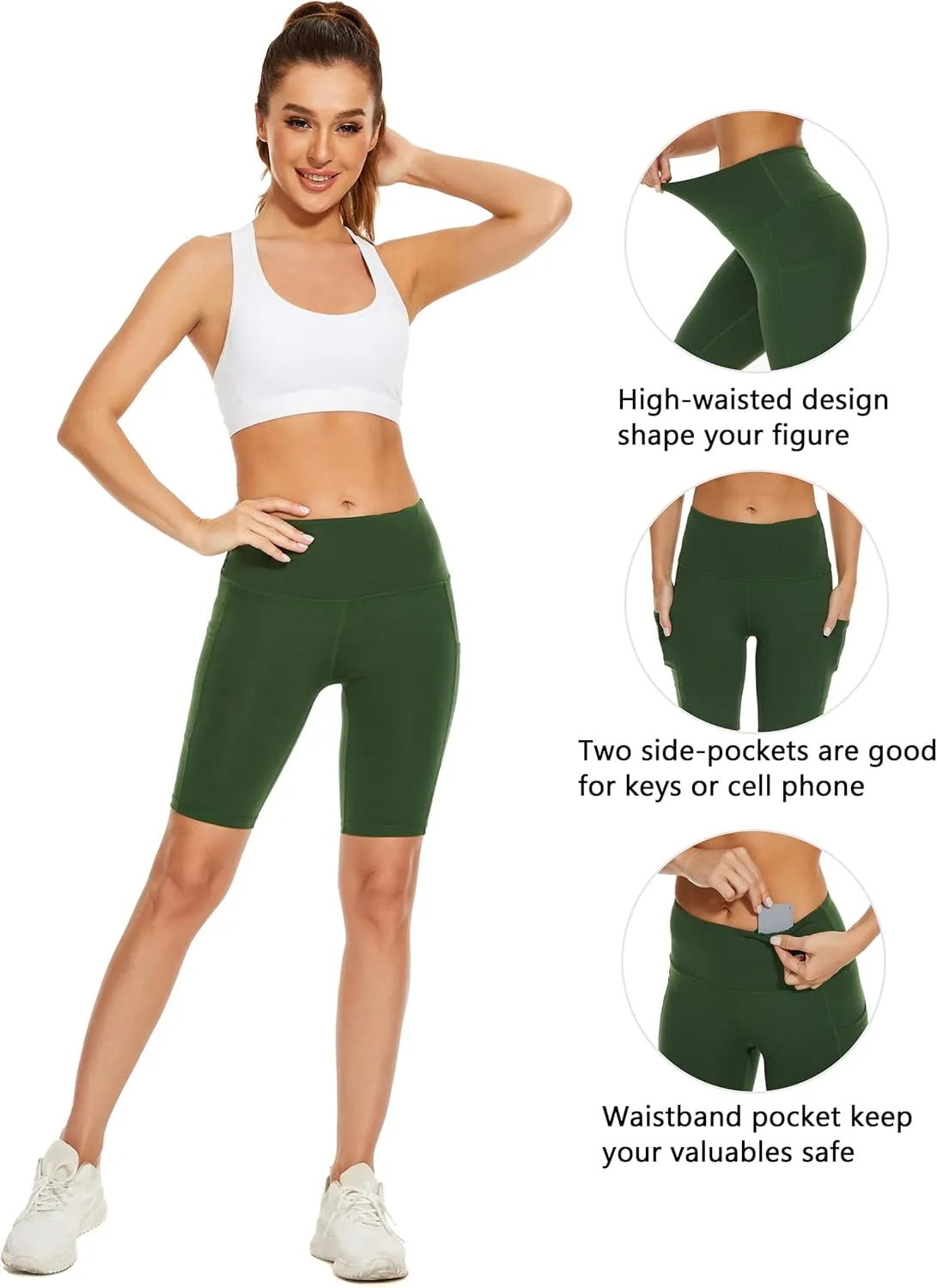 Taydey Women's High Waist Yoga Running Workout Athletic Cycling Hiking Sports Shorts