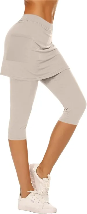Tennis Skirts for Women Yoga Golf Pants Skorts Capri Leggings Summer Stretchy Soft Gym Legging with Athletic Skirt
