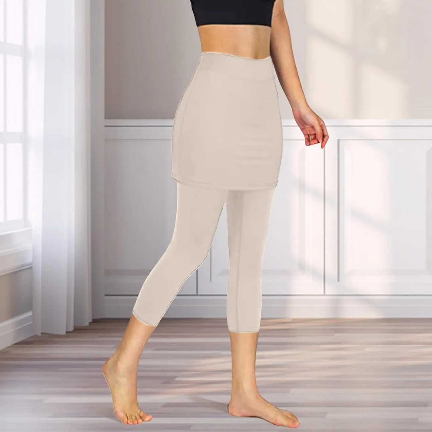 Tennis Skirts for Women Yoga Golf Pants Skorts Capri Leggings Summer Stretchy Soft Gym Legging with Athletic Skirt
