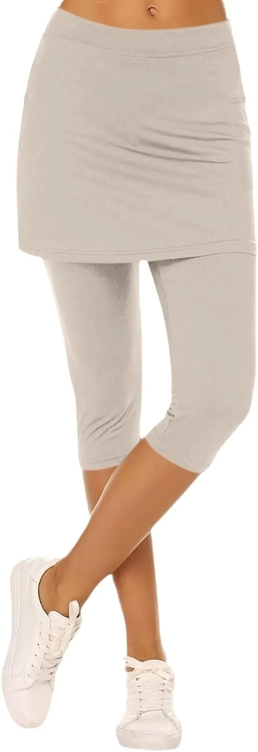 Tennis Skirts for Women Yoga Golf Pants Skorts Capri Leggings Summer Stretchy Soft Gym Legging with Athletic Skirt