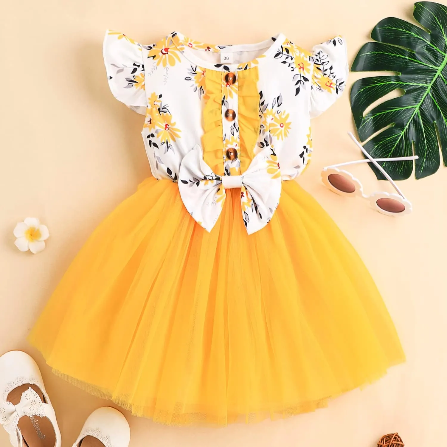Toddler Baby Girls Summer Clothes Tutu Princess Dress Floral Sleeveless Dress Little Girl Outfits