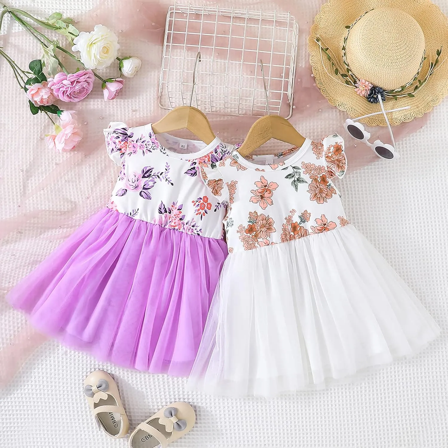 Toddler Baby Girls Summer Clothes Tutu Princess Dress Floral Sleeveless Dress Little Girl Outfits