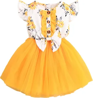 Toddler Baby Girls Summer Clothes Tutu Princess Dress Floral Sleeveless Dress Little Girl Outfits
