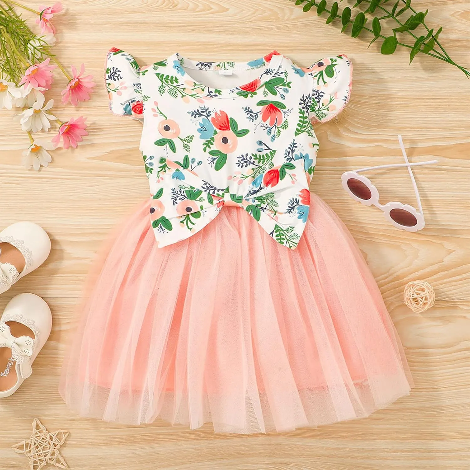 Toddler Baby Girls Summer Clothes Tutu Princess Dress Floral Sleeveless Dress Little Girl Outfits