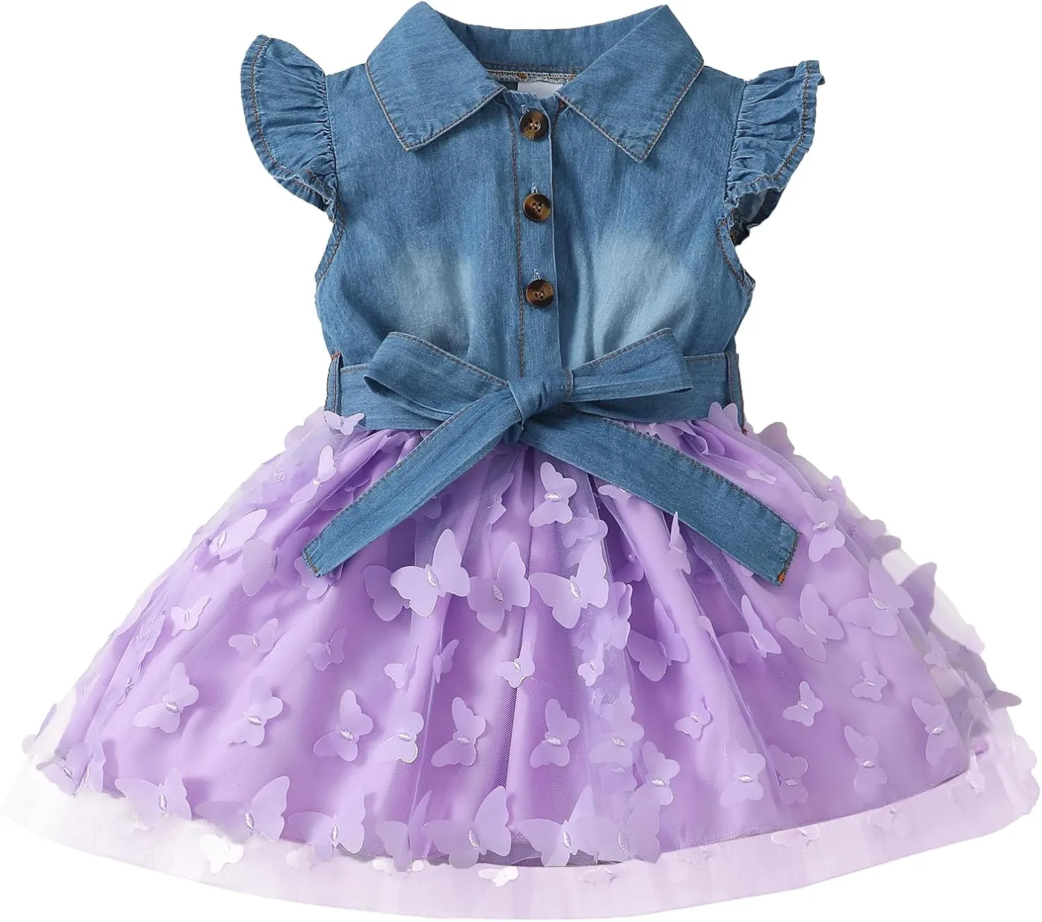 Toddler Girl Clothes Denim Tulle Dresses Baby Summer Tutu Sundress Outfit Toddler Princess Dress for Girls