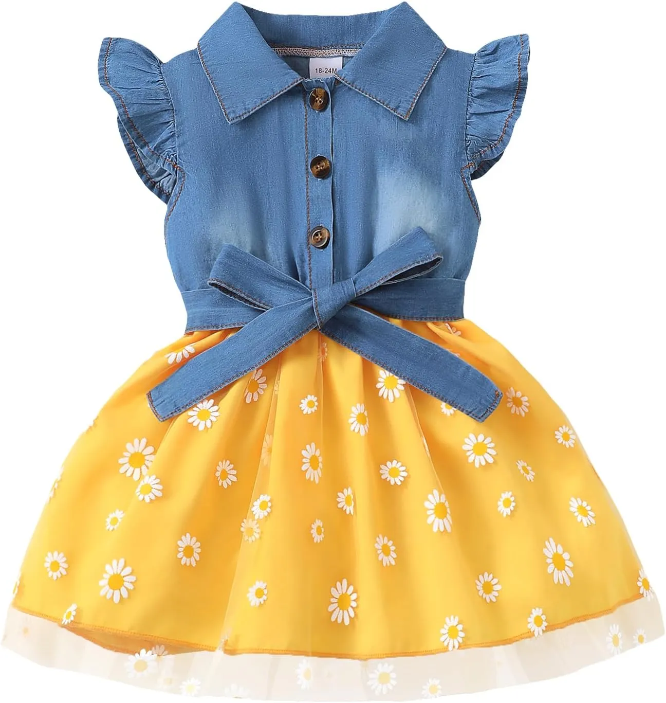 Toddler Girl Clothes Denim Tulle Dresses Baby Summer Tutu Sundress Outfit Toddler Princess Dress for Girls