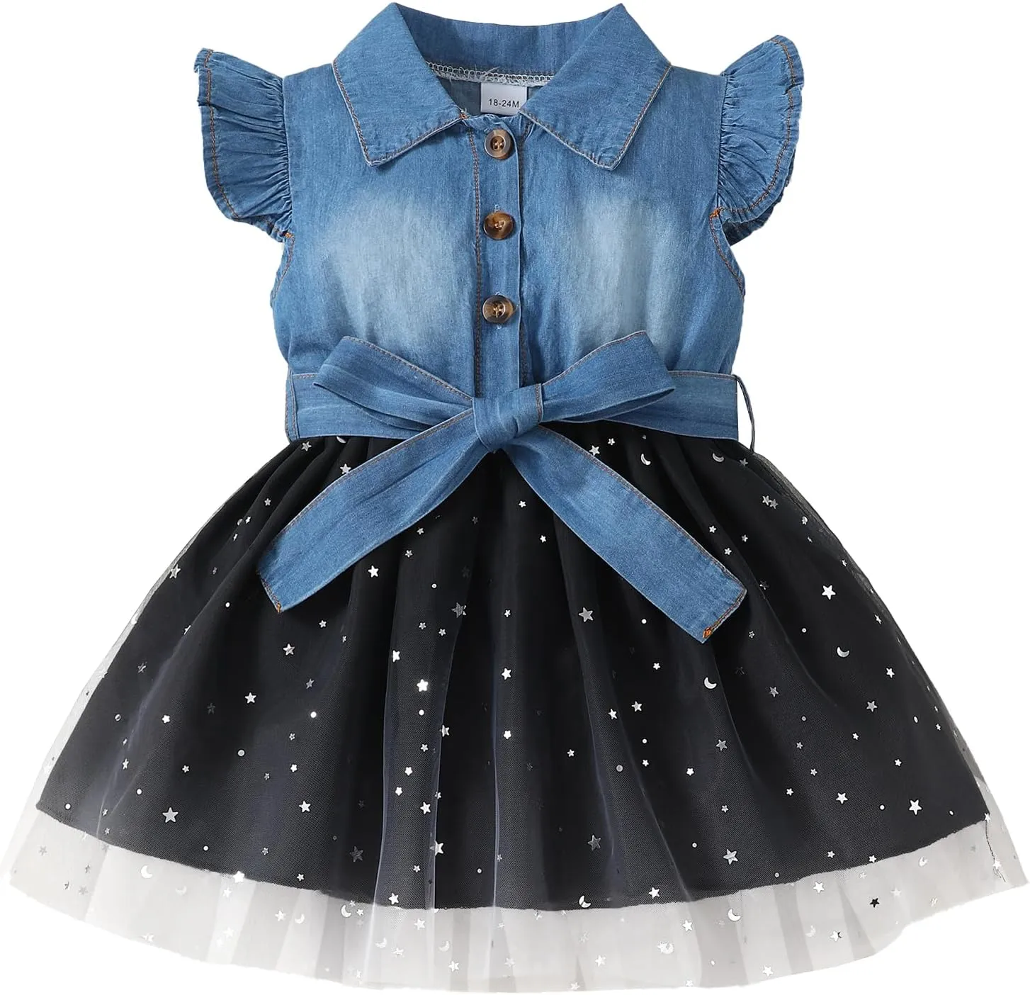 Toddler Girl Clothes Denim Tulle Dresses Baby Summer Tutu Sundress Outfit Toddler Princess Dress for Girls