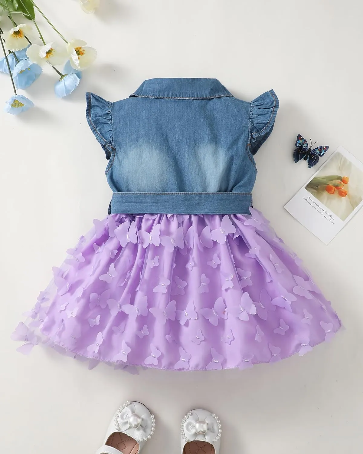 Toddler Girl Clothes Denim Tulle Dresses Baby Summer Tutu Sundress Outfit Toddler Princess Dress for Girls